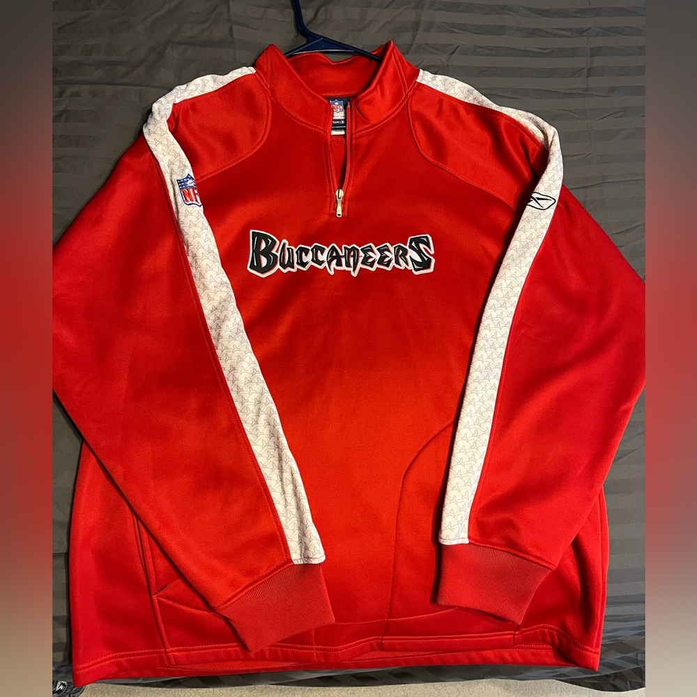 Y2k Vintage NFL Authentic Sideline Reebok Tampa Bay Buccaneers 1/4 Zip Jacket